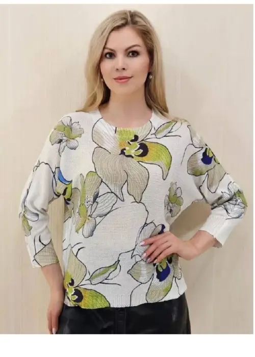 Блузка нарядная женская трикотажная принтованная р-р L-XL-XXL