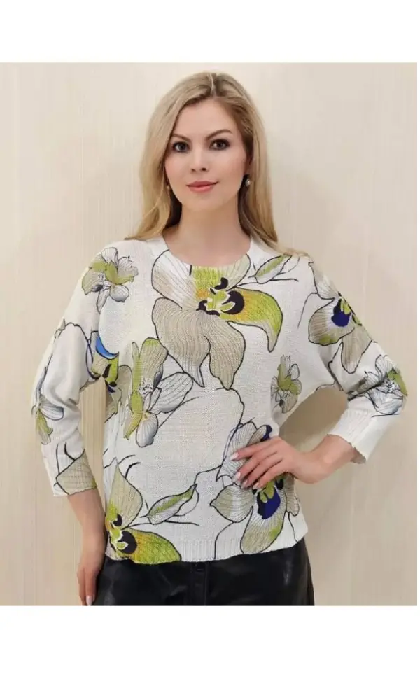 Блузка нарядная женская трикотажная принтованная р-р L-XL-XXL