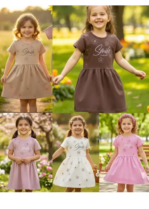 Платье трикотажное для девочки короткий рукав (р-р 3-6 лет)