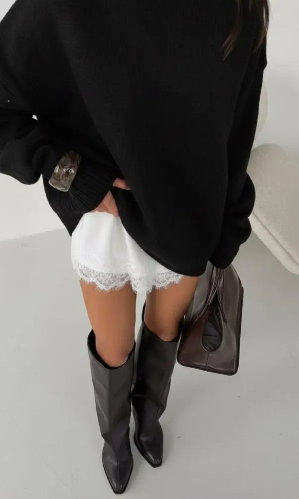 Юбка- комбинация с кружевом (S, M)