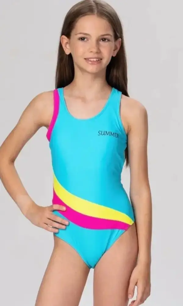 Купальник слитный закрытый подростковый для бассейна ( р-р 28-36)