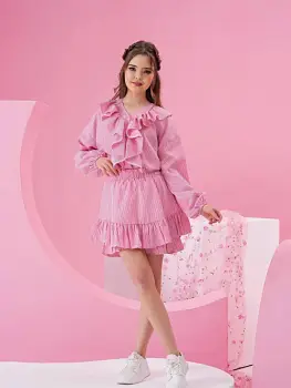 Костюм летний в полоску рубашка+юбка для девочки (р-р 36-44)