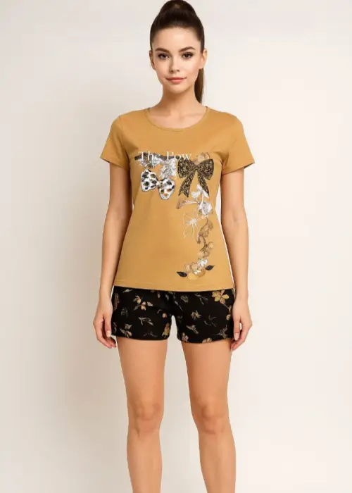 Женская пижама с шортами и футболкой  хлопковая ( р-р 48-56)