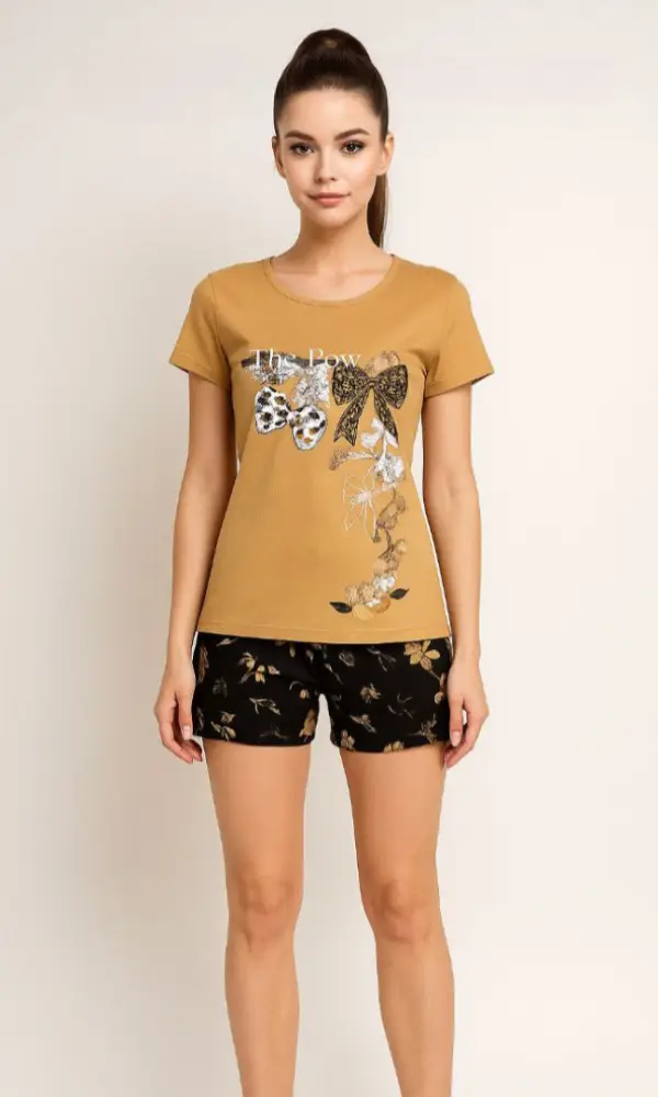 Женская пижама с шортами и футболкой  хлопковая ( р-р 48-56)