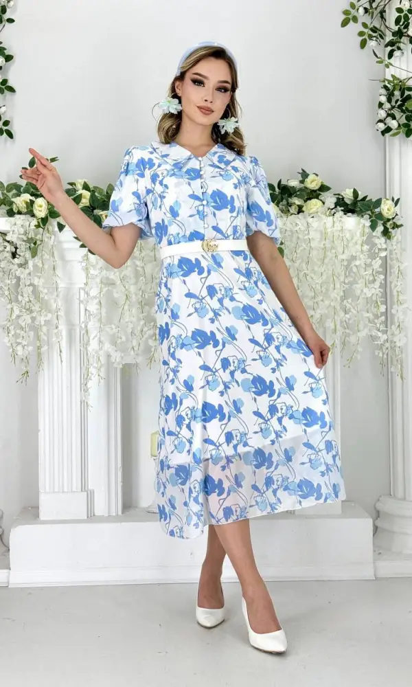 Шифоновое платье с ремнем в комплекте ( р-р 44-50)