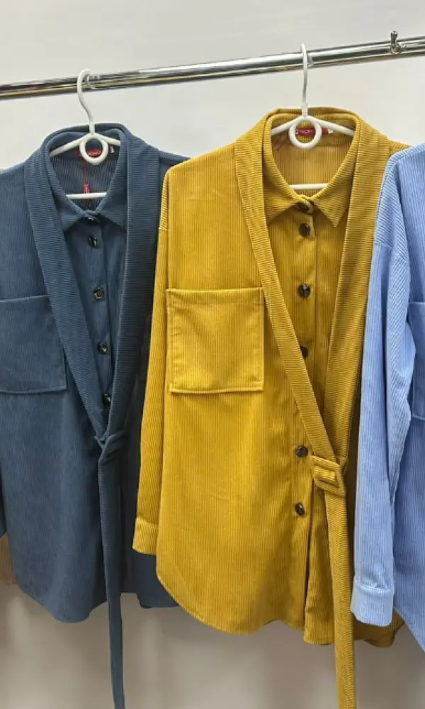 Рубашка вельветовая женская с поясом (р-р 42-48)