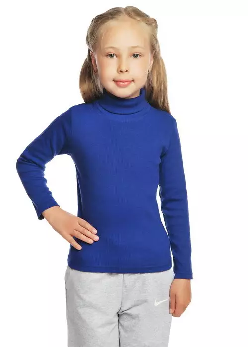 Водолазка лапша для девочки, синяя (9-12 лет)