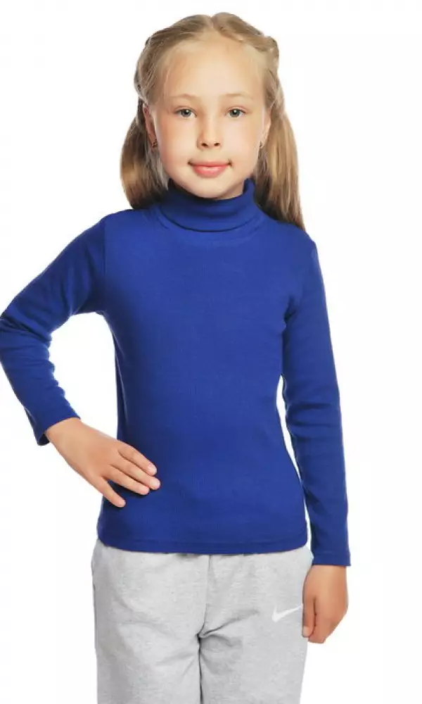 Водолазка лапша для девочки, синяя (5-8 лет)