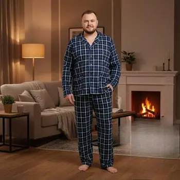 Пижама мужская рубашка- брюки (р-р 58-66)