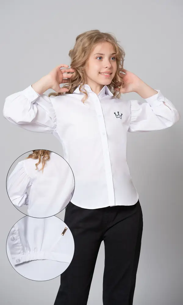  Блузка школьная с длинным рукавом для девочки (9-14 лет)
