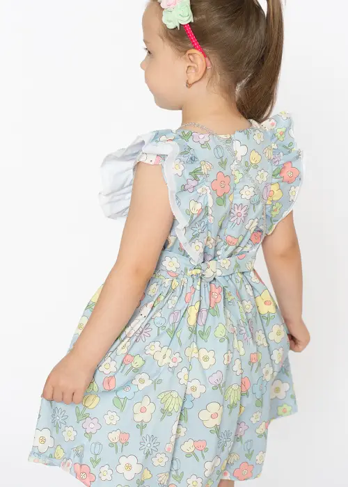 Платье для девочки с оборкой и крылышками на плечах, короткий рукав, принт (1-6 лет)