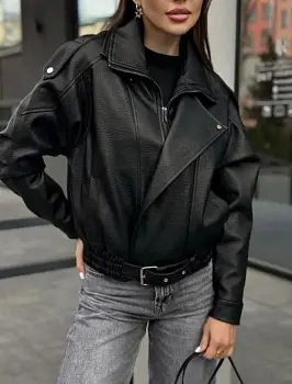 Куртка-бомбер женская кожаная р-р 42-48