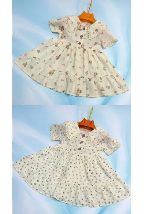 Платье муслиновое с коротким рукавом для девочки р-р 28-34