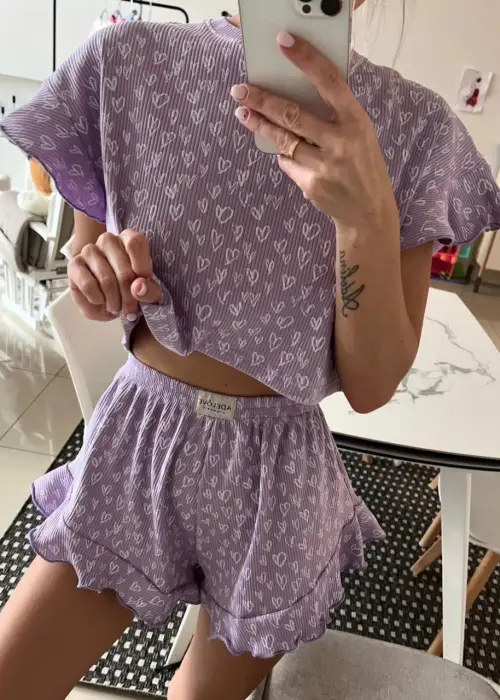 Пижама -домашний комплект с шортами ( рюши)  размер единый 