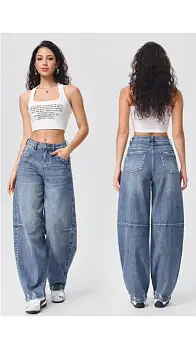 Джинсы-багги с потёртостями женские р-р 28-33