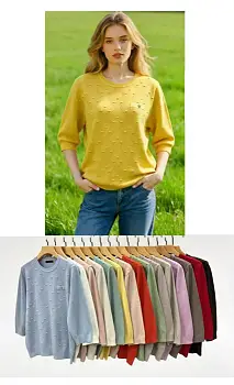 Джемпер трикотажный вязаный женский рукав 3/4 (р-р 48-50)