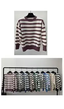 Джемпер тёплый в полоску женский р-р единый 50-58