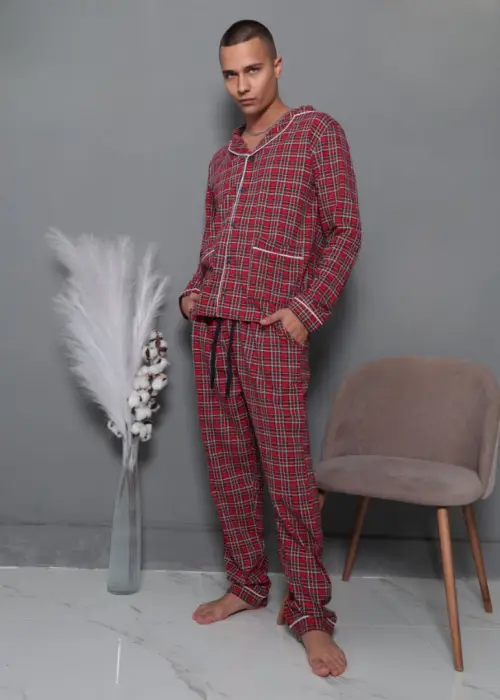Пижама мужская с начёсом рубашка- брюки (р-р 48-56)