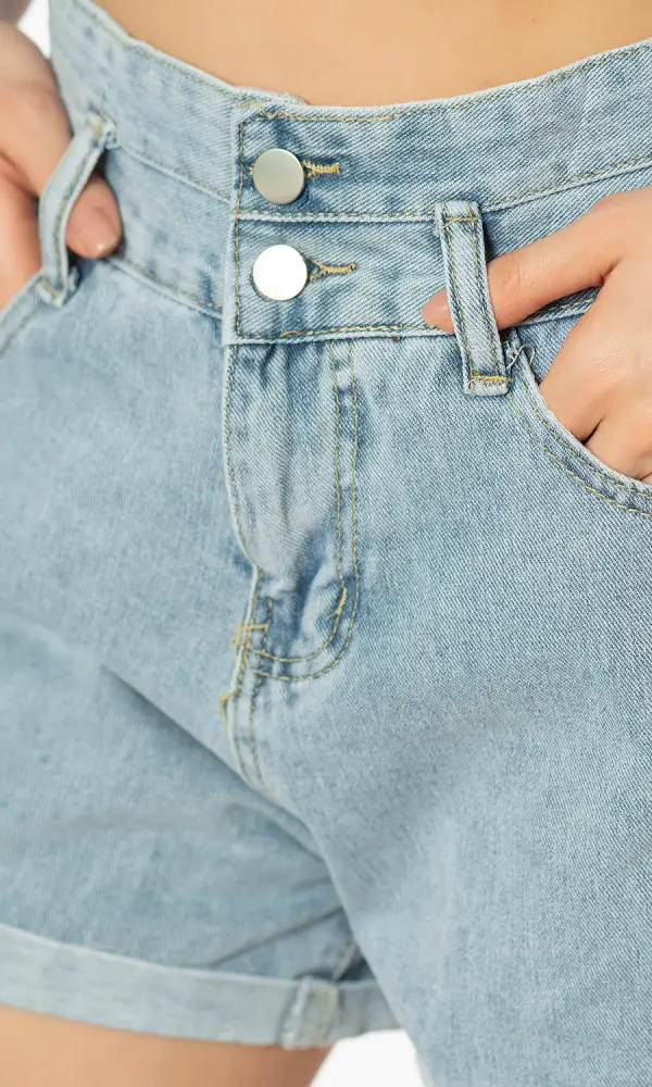 Шорты женские джинсовые. Высокая посадка, с подворотом (р-р S-2XL)