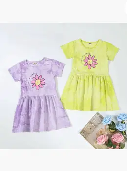 Платье с коротким рукавом, летнее для девочки (р-р 90-130)