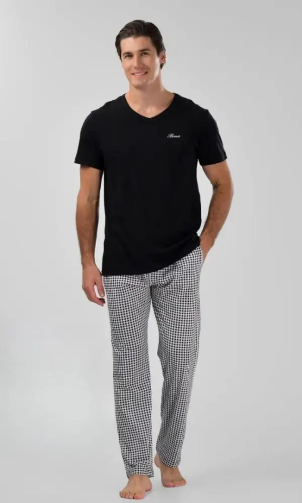 Пижама мужская, футболка+брюки (р-р 48-56)