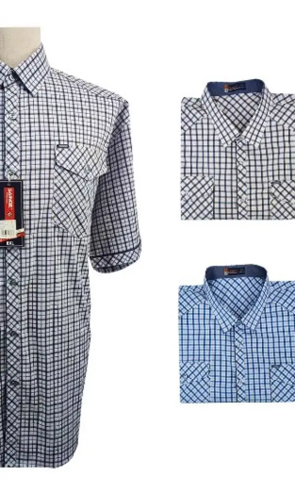 Рубашка с коротким рукавом в клетку, великан  ( р-р 6xl-10xl)