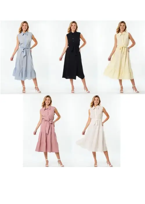 Платье на пуговицах без рукавов женское (р-р 46-52)