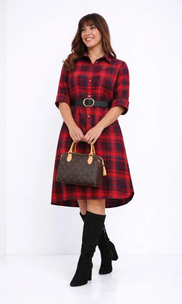 Платье- рубашка в клетку женское р-р 54-60