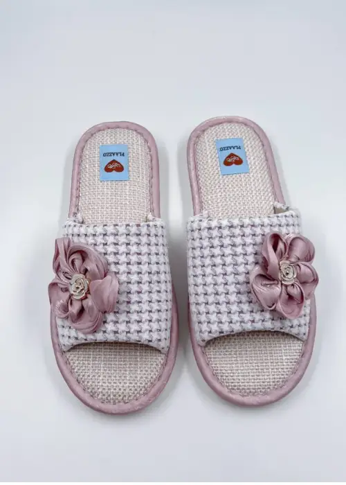 Тапочки женские домашние открытые с цветком р-р 36-41