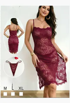 Комплект платье кружевное и стринги женский (р-р M-XL)