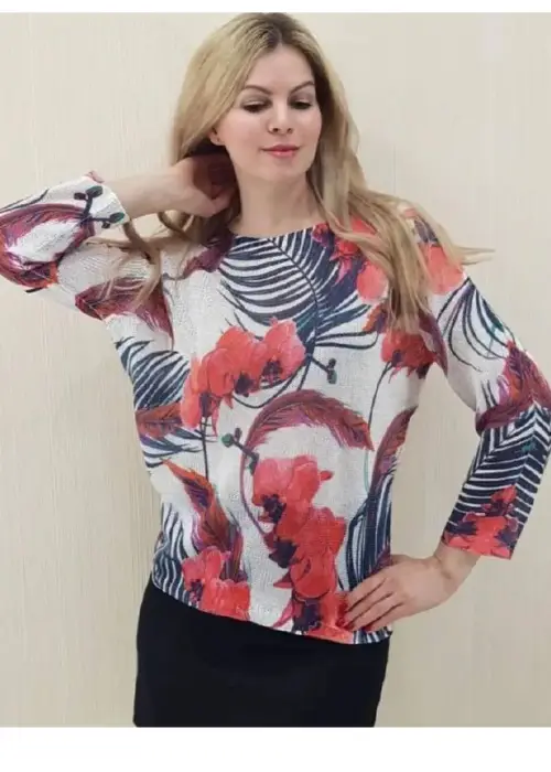 Блузка нарядная женская трикотажная принтованная р-р L-XL-XXL