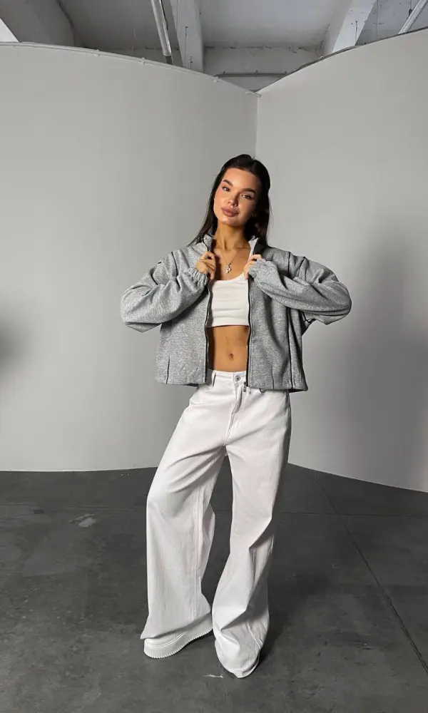 Толстовка на молнии укороченная женская р-р 42-48