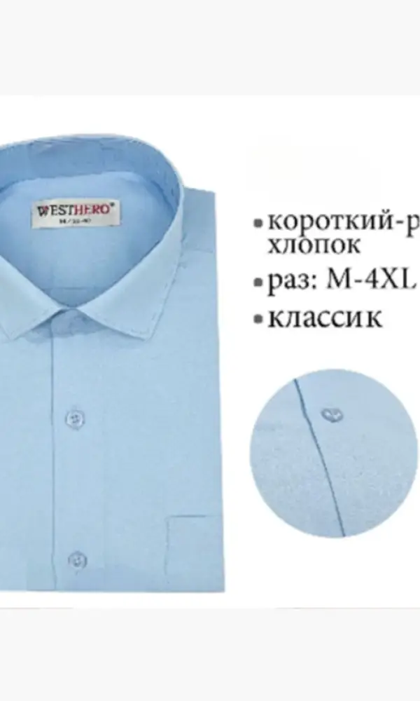 Рубашка мужская с коротким рукавом (р-р M-4XL)