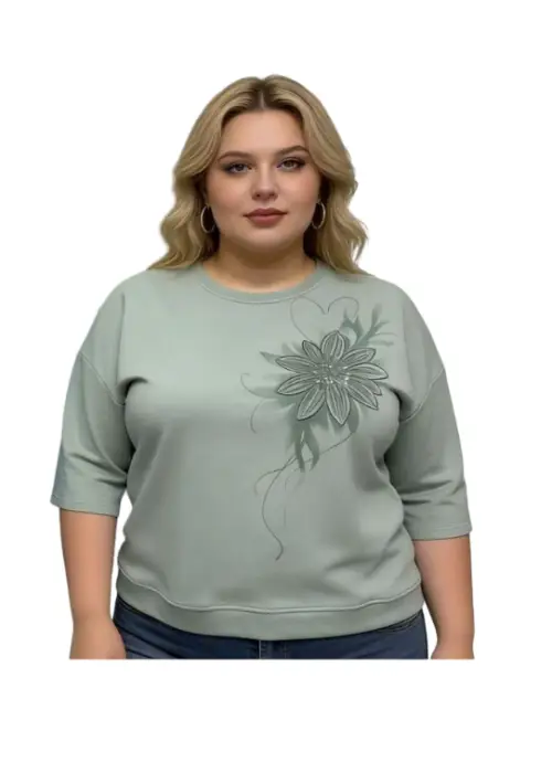 Джемпер трикотажный женский с цветочным принтом (р-р 2XL-5XL)