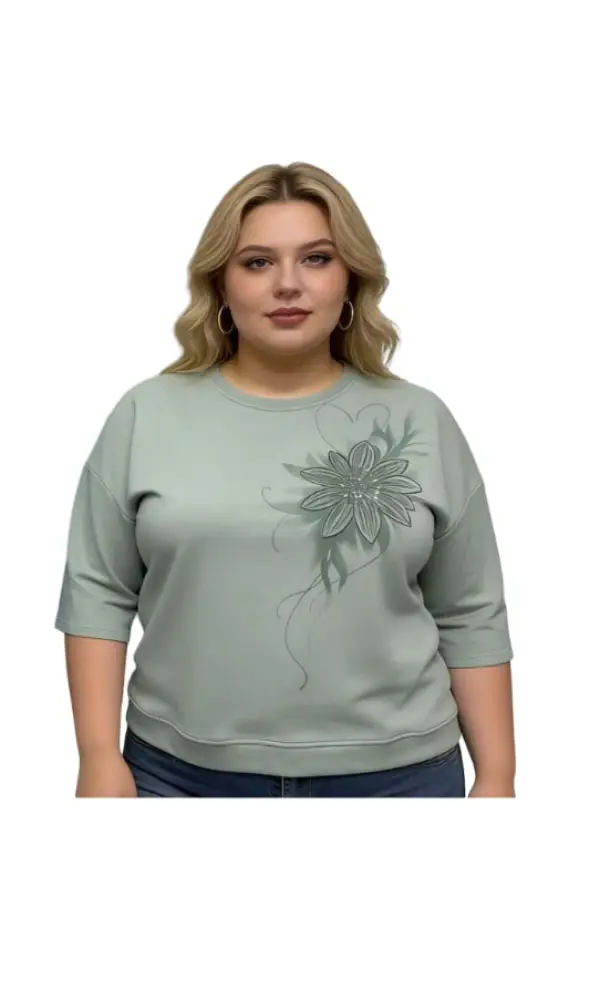 Джемпер трикотажный женский с цветочным принтом (р-р 2XL-5XL)