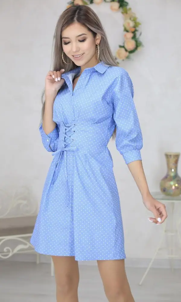 Платье в горох, длина мини ( р-р 42-48)