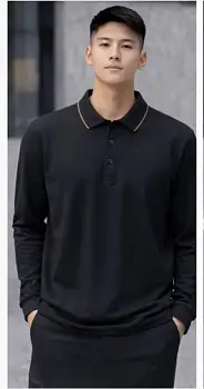 Футболка поло с длинным рукавом, на пуговицах, мужская (р-р L-4XL)