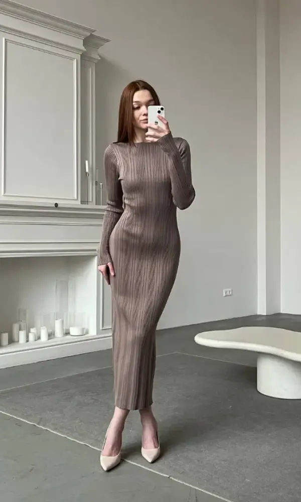 Платье в рубчик миди р-р 42-48