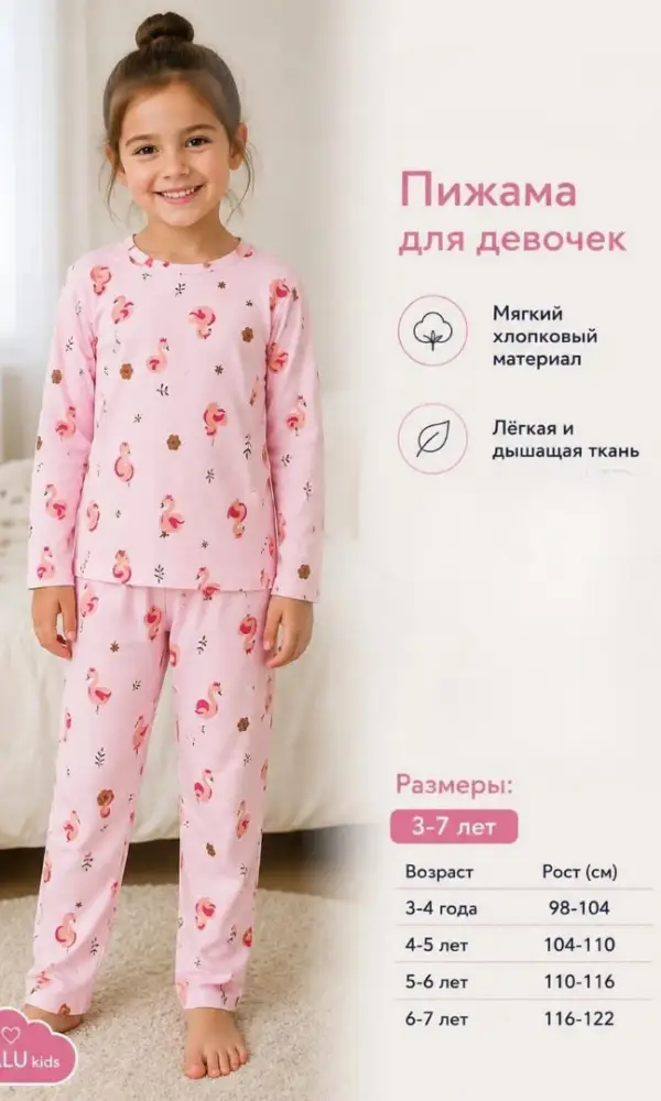 Пижама кофта и брюки для девочки (р-р 3-7 лет)