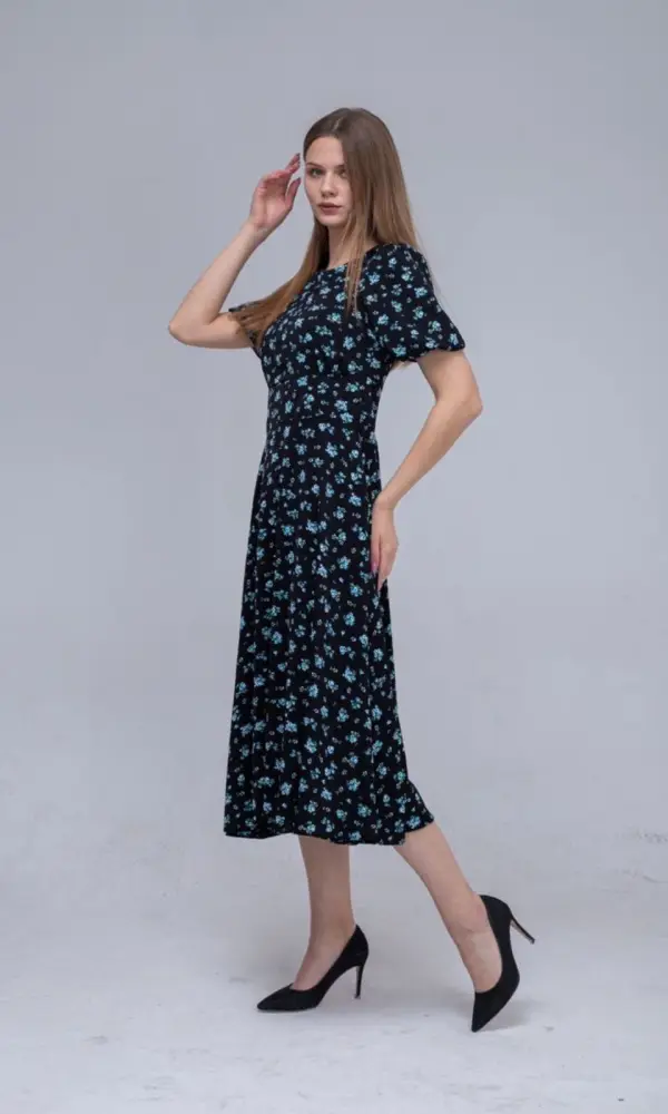 Платье в длине миди, цветочный принт ( р-р 42-48)