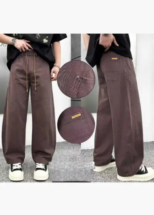 Брюки трубы широкие на резинке мужские (р-р 25-32)