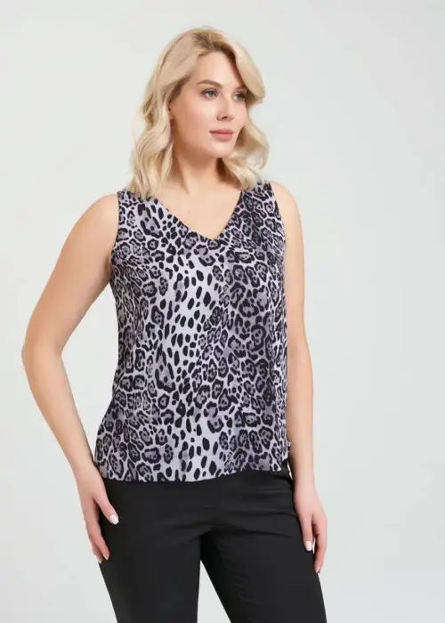 Топ женский шёлковый с леопардовым принтом р-р 50-56