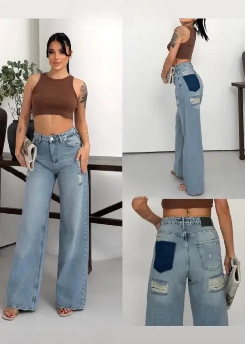 Джинсы палаццо рваные женские (р-р 25-30)