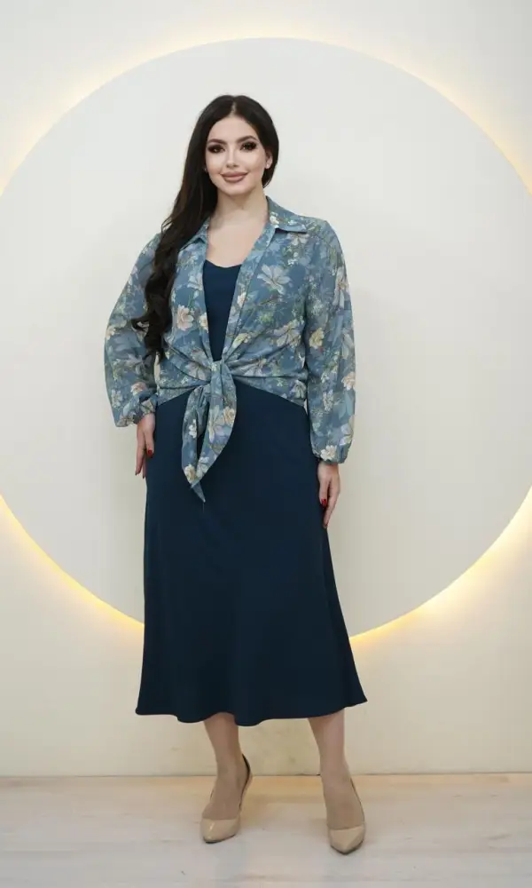 Платье комбинация с рубашкой женское р-р 50-56