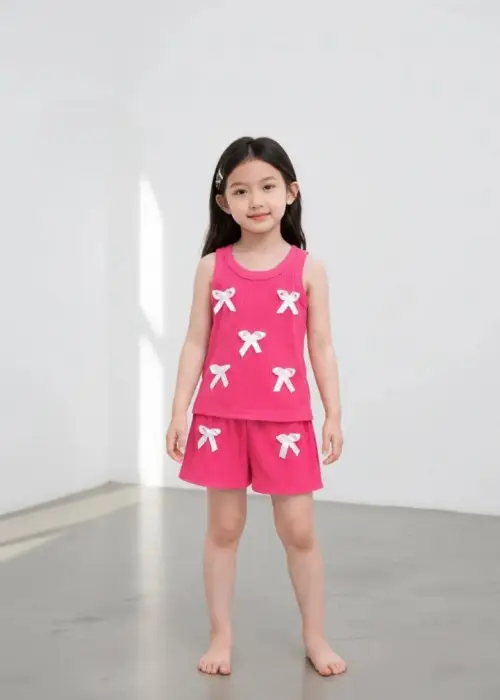 Костюм майка-шорты с бантиками для девочки (р-р 28-36)