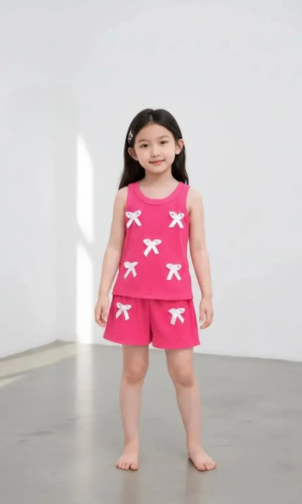 Костюм майка-шорты с бантиками для девочки (р-р 28-36)