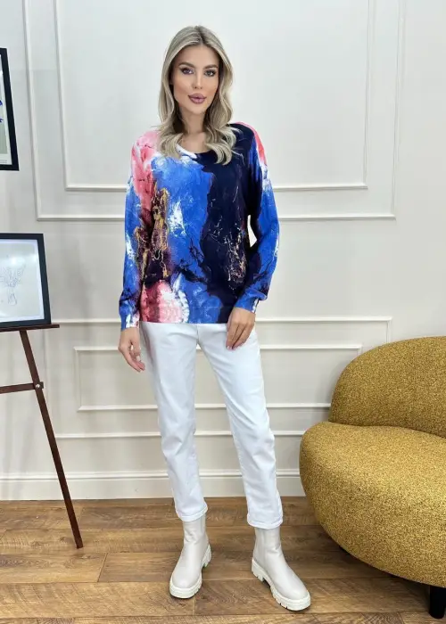 Джемпер трикотажный принтованный женский (р-р L-XL-XXL)