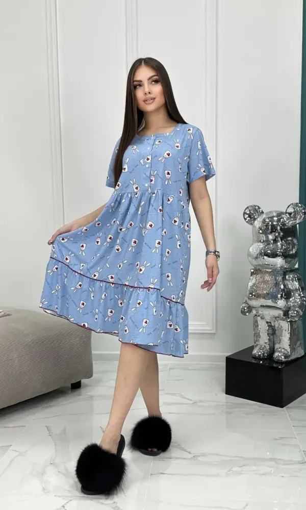 Домашнее платье с пуговками(р-р 50-60)