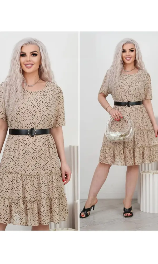 Платье женское шифоновое в горошек (р-р 50-56)