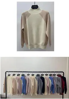 Свитер оверсайз с воротником стойкой больших размеров 48-58